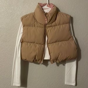 Cropped vest w/ white turtle neck crop top